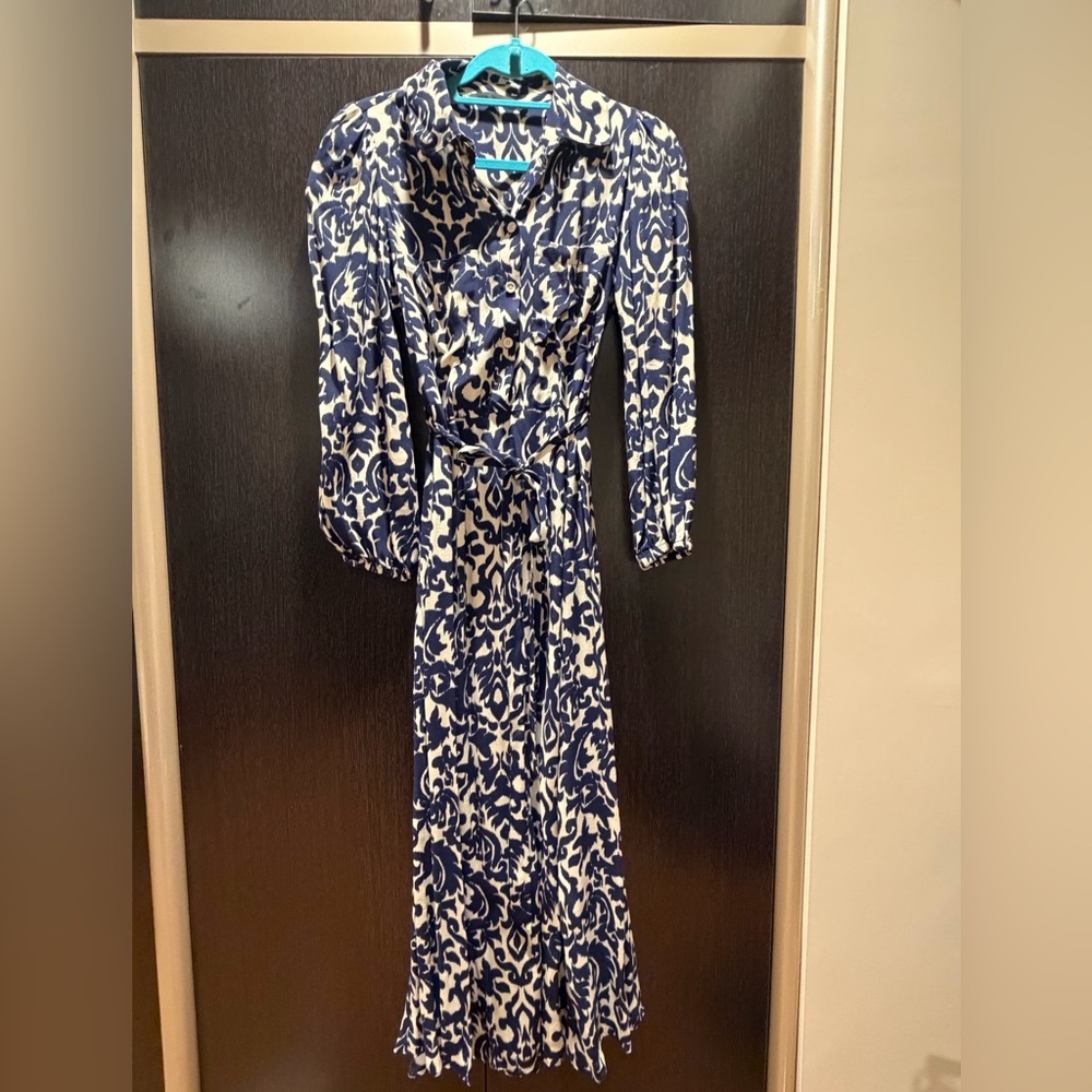 Zara Blue and White Patterned dress
